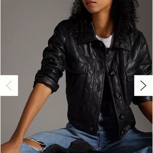 Maeve brand from Anthropologie size 8 faux leather cropped jacket.